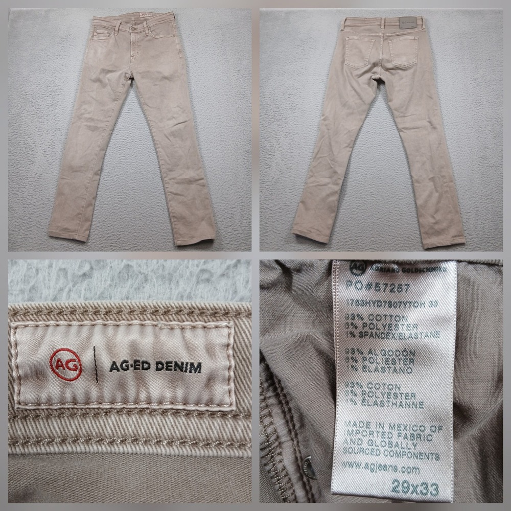 AG Adriano Goldschmied Aged‎ Denim Skinny Jeans Mens 29x33 Tan Stretch
